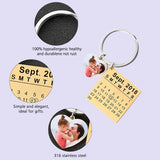 Personalized Birth Year Date Calendar Keychain Heart Keyring