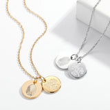 Personalized Birthday Flower Disc Necklace Engraved Date Fingerprint Necklace
