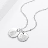 Personalized Birthday Flower Disc Necklace Engraved Date Fingerprint Necklace
