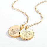 Personalized Birthday Flower Disc Necklace Engraved Date Fingerprint Necklace