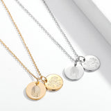 Personalized Birthday Flower Disc Necklace Engraved Date Fingerprint Necklace