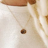 Personalized Birthday Flower Disc Necklace Engraved Date Fingerprint Necklace