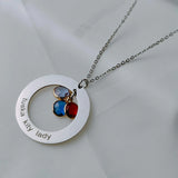 Personalized Birthstone Name Necklace Stainless Steel Pendant Necklace