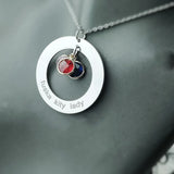 Personalized Birthstone Name Necklace Stainless Steel Pendant Necklace