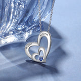 Personalized Birthstone Double Heart Necklaces for Women with Engraved Name