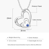 Personalized Birthstone Double Heart Necklaces for Women with Engraved Name
