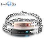 Personalized Birthstone Engrave Name Bracelet Lovers' Bracelets & Bangles