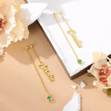 Customized Birthstone Name Dangle Earrings