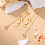 Customized Birthstone Name Dangle Earrings