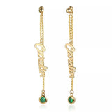 Customized Birthstone Name Dangle Earrings