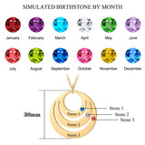Custom Birthstone Name Necklace for Mom - Stainless Steel Round Charm Jewelry