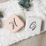 Personalized Letters Leather Storage Zipper Portable Jewelry Box