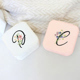 Personalized Letters Leather Storage Zipper Portable Jewelry Box
