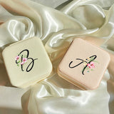 Personalized Letters Leather Storage Zipper Portable Jewelry Box
