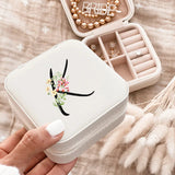 Personalized Letters Leather Storage Zipper Portable Jewelry Box