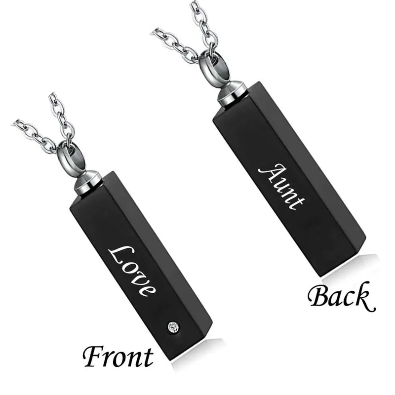 Personalized Rectangle Bar Name Cremation Urn Necklace Ashes Keepsake