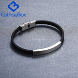 Personalized Silicone Bracelet Engraved Name Rubber Wristband Men Jewelry
