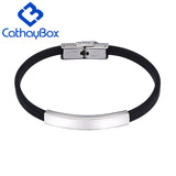 Personalized Silicone Bracelet Engraved Name Rubber Wristband Men Jewelry