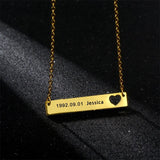 Custom Engraved Bar Pendant Necklace Stainless Steel Name Plate Jewelry