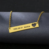 Custom Engraved Bar Pendant Necklace Stainless Steel Name Plate Jewelry