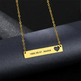 Custom Engraved Bar Pendant Necklace Stainless Steel Name Plate Jewelry