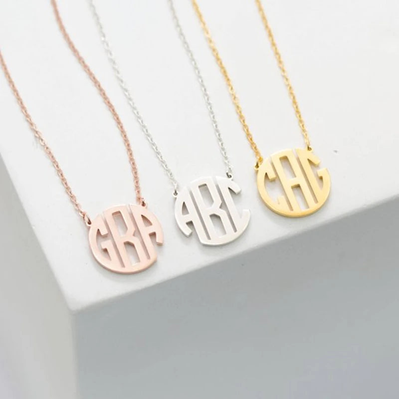 Personalized Monogram Name Necklace Stainless Steel Jewelry