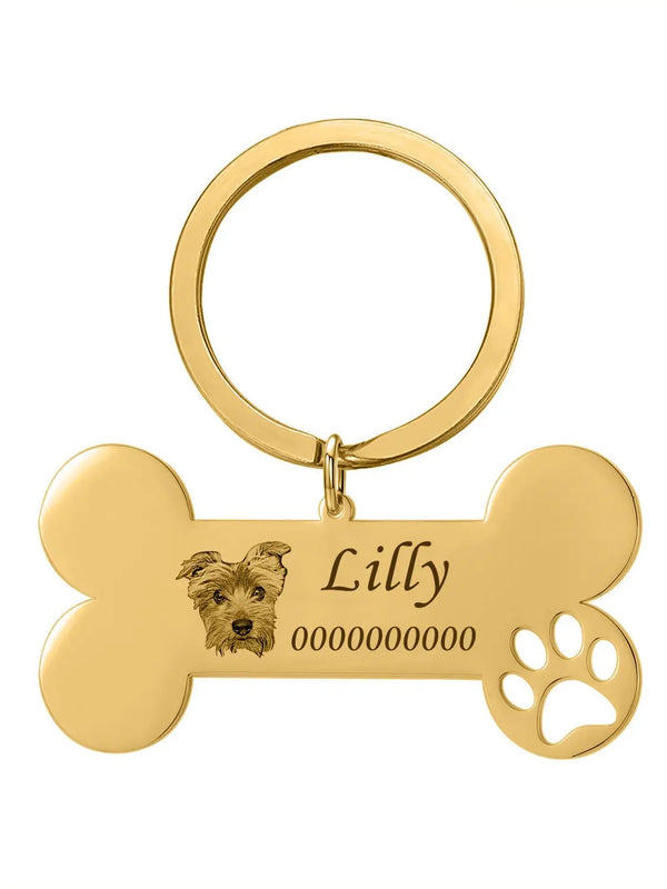 Personalized Bone Keychain Pet Charm Name Souvenirs Gift