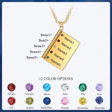 Personalized Book Pendant Necklace with Birthstones for Family