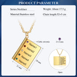 Personalized Book Pendant Necklace with Birthstones for Family