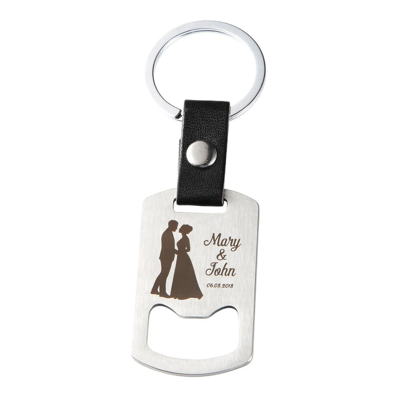 Personalized Bottle Opener Wedding Favor Keychain