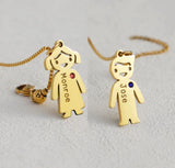 Personalized Birthstone Boy & Girl Necklace - Family Name Jewelry