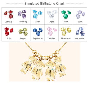 Personalized Birthstone Boy & Girl Necklace - Family Name Jewelry