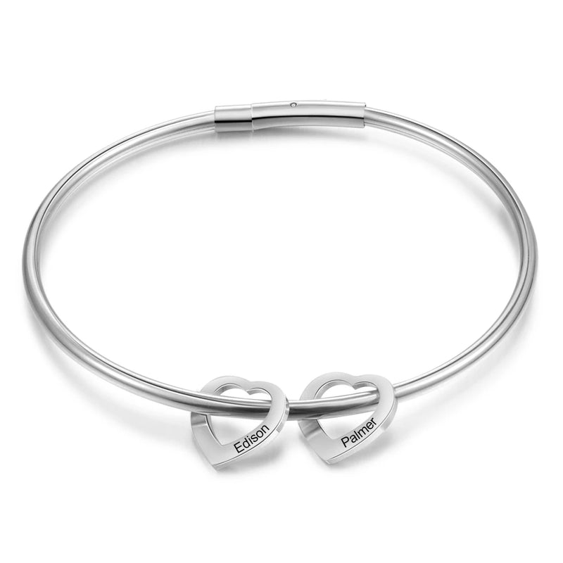 Stainless Steel Heart Charm Bracelet Family Gift