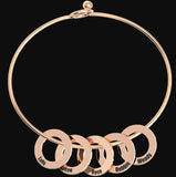Personalized Bangle with Circle Disc Pendants