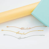 Personalized Name Bracelet with Box - Stainless Steel Charm Jewelry