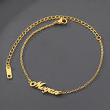 Personalized Name Bracelet for Women - Engraved Handwriting Charms Bangle