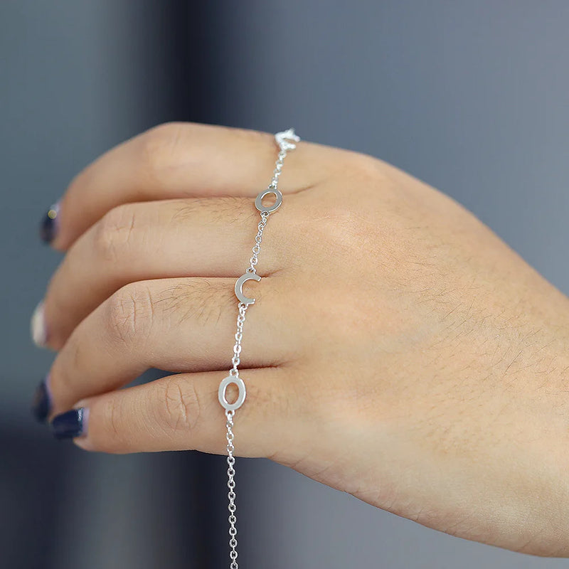 Custom Initial Letter Pendant Bracelet Women