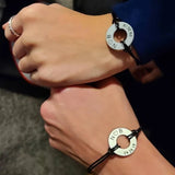 Personalized Engraved Aluminum Leather Bracelet