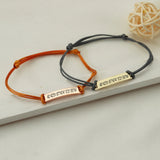 Personalized Leather Bracelet for Men, Engraved Bar Coordinate Bracelet