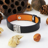 Custom Leather Bracelet for Men with Stainless Steel Plate