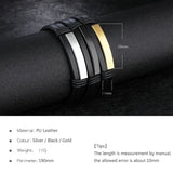 Custom Stainless Steel Bracelet for Men Engraved Name Leather Bangle 3 Colors