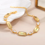 Personalized Diamond Family Names Bracelet Stainless Steel Engraved Gift