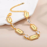 Personalized Diamond Family Names Bracelet Stainless Steel Engraved Gift