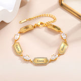 Personalized Diamond Family Names Bracelet Stainless Steel Engraved Gift
