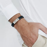 Men's Personalized Leather Bracelet with Stainless Steel Magnet Buckle