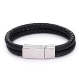 Men's Personalized Leather Bracelet with Stainless Steel Magnet Buckle