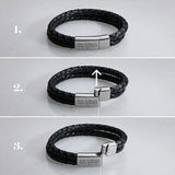 Men's Personalized Leather Bracelet with Stainless Steel Magnet Buckle