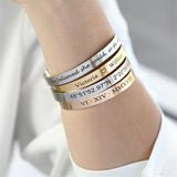 Personalized Engraved Name ID Bangle Cuff Stainless Steel Jewelry