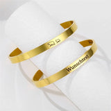 Personalized Engraved Name ID Bangle Cuff Stainless Steel Jewelry