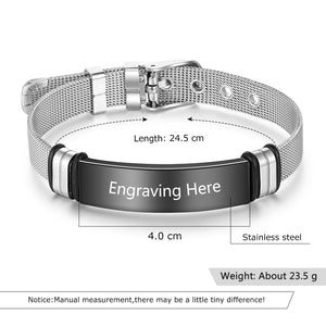 Custom Stainless Steel Adjustable Bracelet - Personalized Men's Gift